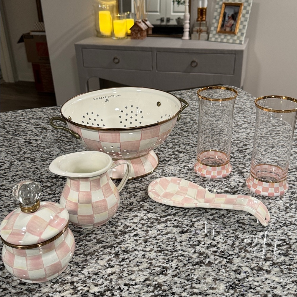 Mackenzie Childs Rosy Check Collection